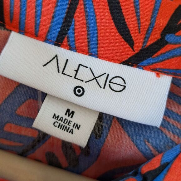 Alexis for Target Red Tropical Leaf Shirt Dress M Medium - Picture 11 of 11